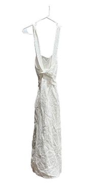 Reformation Elara White Linen Square Neck Slit Tie Back Midi Dress Size 6