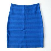 NWT Torn by Ronny Kobo Claire in Royal Blue Pointelle Stretch Knit Mini Skirt L