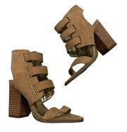 Carlos Santana Tan Jojo Block Heel Sandals sz 7