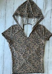 Venus Surplice Back Cheetah Print Top Small