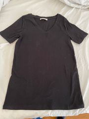 V-Neck Black Cotton Shirt, size S