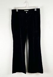 BOSTON PROPER Classic Black High Rise Flare Leg Velvet Velour Pants, Size 18
