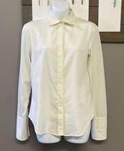 Cotton Collared Diagonally Striped Button Down Blouse- Size 4