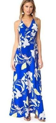 Yumi Kim Rush Hour Maxi Dress Eastern Garden Royal Blue Wrap Floral Women Size S