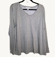 The Muses Lounge Loungewear Long Sleeve Tee Grey Polka dot Cotton Blend