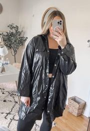 SHEIN faux leather button snap jacket