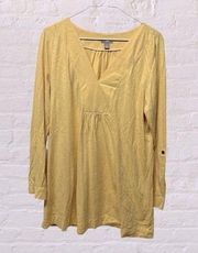 J Jill pale yellow tunic top sz large petite long sleeve