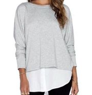 Vince Long Sleeve Gray Jersey White Button Down Layered Top Women’s XS