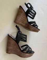Reaction Black Strappy Wedge