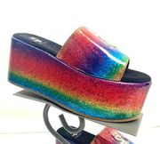 Shane Justin Rainbow Platform Glitter Sandals Size 39/ US 8.5