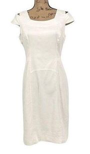 Milly New York winter white split sleeve dress size 12 sheath cutout career