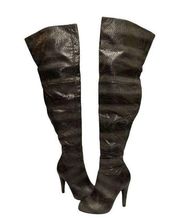 Colin Stuart Snake Print over the knee Heeled Boots size 6B A19