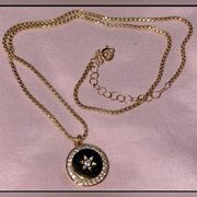 NWOT Stamped 14K GF Round Star Charm Pendant Necklace with 20+ Tiny Diamonds