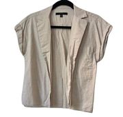 J Brand East Short Sleeve Button Down Pocket Shirt Tan Taupe Size Small