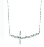 New York & Company Silver Rhinestone Cross Necklace