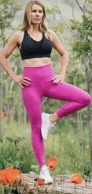 ZYIA Active Fuchsia Brilliant High Rise Legging Cutouts Size 2 Pink Leggings