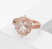 3 ct emerald cut simulated Diamond halo engagement ring 14k rose gold finish​