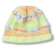 Knit Beanie Yellow Orange Colorful Floral Detail Winter Hat