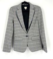 A New Day Womens Plaid One Button Long Sleeve Lined Blazer Jacket Gray Size 2