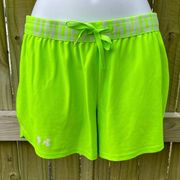 Under Armour  neon green elastic tie waist athletic shorts