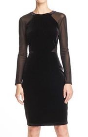 Black Sheer Velvet Formal Party Long Sleeve Designer Dress XS - Small 2