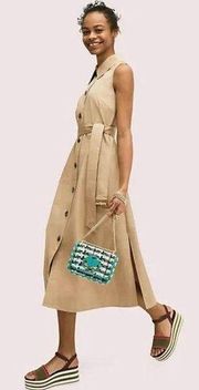 Kate Spade New York Sleeveless Shirtdress Khaki Womens Size XS