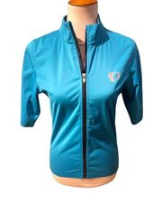 Pearl iZumi Womens Atheletic Tops Full Zip Half  Sleeve Turquoise Medium-BNWOT