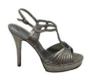 new Adrianna Papell  Crystal Stiletto Sandals  Metallic Leopard Print  9.5M