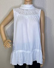 NWT And The Why Sleeveless Mock Neck Blouse Keyhole Back White Size Medium 