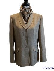 Le Suit Collections Blazer Jacket Size 12 Brown Scarf 2pc Set workwear