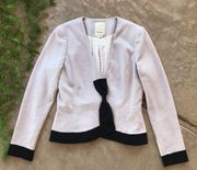 Elevenses Anthropologie Wool Buttoned Bow Blazer Jacket Gray Black Size 8