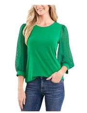 CeCe Green Sheer Sleeve Top Size XL