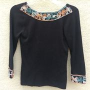 Vintage Joseph A. Black Embellished Sweater Size Small