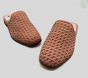 Journee Collection Mules Womens 8 Tan Pink Woven Leather Slip On Flat Perri NEW