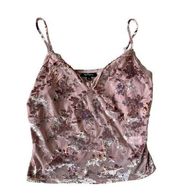 SELF ESTEEM Mauve Velvet Floral Crop Tank Top Size XL NEW