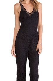 Saylor Abigail Jumpsuit in Black Lace Pants suit Size Medium Lined Sleeveless