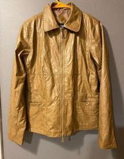 ME JANE Womens Shiny Nylon Jacket Full Zipper Detail Size Small