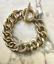 Victoria Secret gold tone rhinestone angel wing bracelet