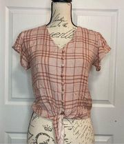 NWOT Sim & Sam Cropped Flutter Sleeve Button Up