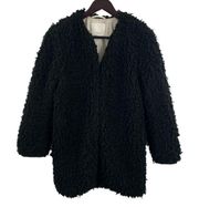 Wilfred Black Faux Fur Mob Wife Coat Size Medium