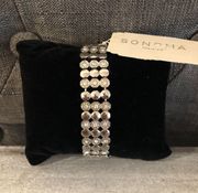 Rhinestone Silver Toned Stretch Bracelet