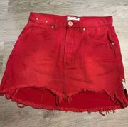 ONE x ONE TEASPOON Vanguard Mid Waist Relaxed Fit Demin Skirt Red Envy Sz 27