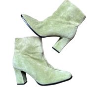 Green Suede Square Toe Boots 9