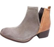 Diba True Stop By Bootie Beige Brown Suede Leather Colorblock Boot Women’s 6.5