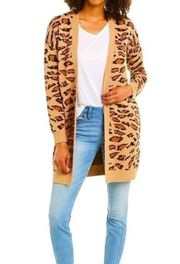 Splendid Animal Print Oversized Open Front Cardigan Medium