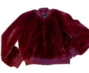 Forever 21 Faux Fur Maroon Bomber Jacket