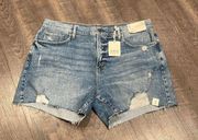 Ana distressed, high-rise denim, boyfriend, short