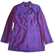 Vtg 1990s Dana Buchman Purple Blue Color Shifting 100% Silk Blazer Jacket  S 6