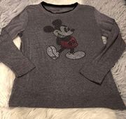 Disney  Parks Rhinestone Mickey Long Sleeve Top