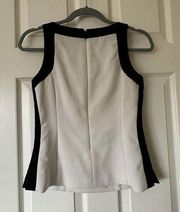 Women’s White House Black Market Black / Off White Business Work Blouse Sz 0